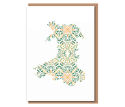 Sage Floral Map of Wales (A6 card)