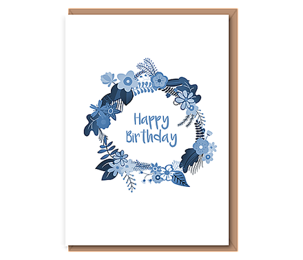 Happy Birthday (blue wreath)