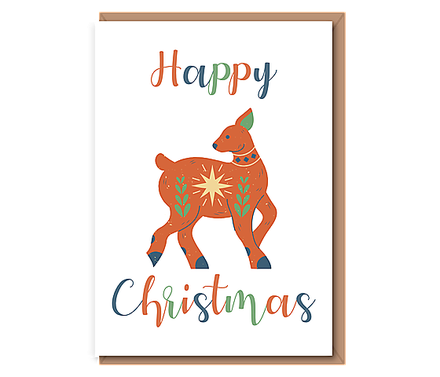 Happy Christmas – scandi deer (orange)
