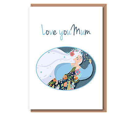 Love you Mum (floral lady in oval)