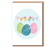 EASTER on bunting, with birds, eggs