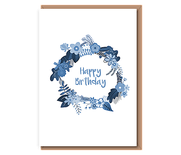 Happy Birthday (blue wreath)