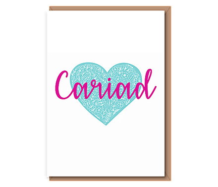 Aqua doodle heart – Cariad
