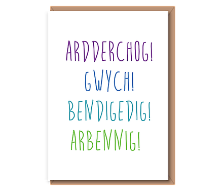 Ardderchog! Gwych! Bendigedig! Arbennig!