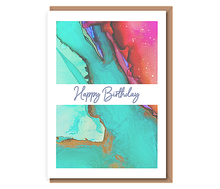 Happy Birthday (teal & red)