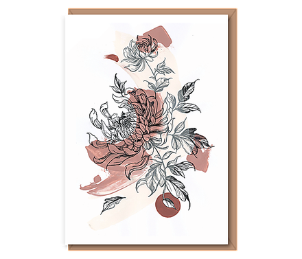 Abstract Peony – Pink floral line drawing (text free)