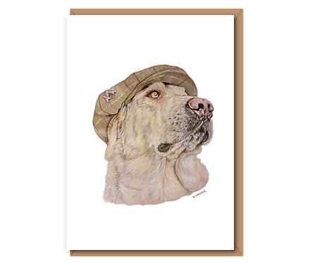 “Yellow Labrador Retriever” (dog in a hat)