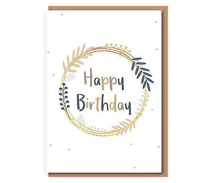 Happy Birthday olive wreath