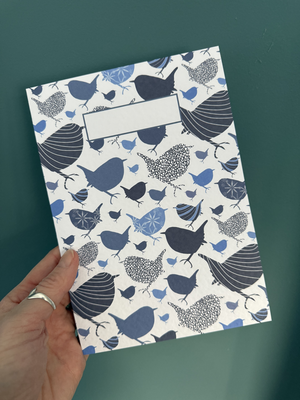 A5 Blue Wrens notebook (matching wrapping paper available)