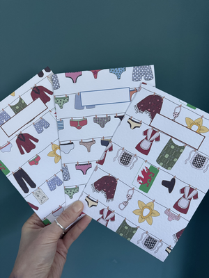 Set of 3 Laundry Day A5 Notebooks (Welsh Lady, Welsh Men's & Undies)