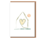 Heart House – digital watercolour with tangerine sun