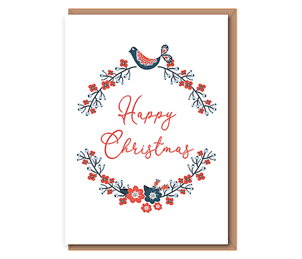 Happy Christmas (dove wreath)