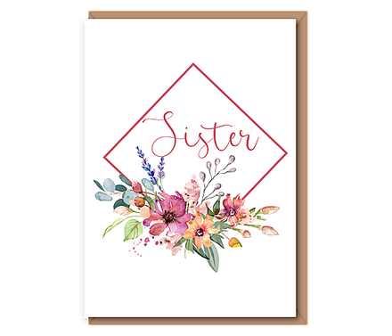 Sister – raspberry floral diamond frame