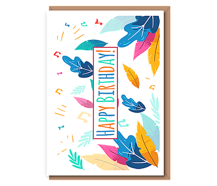 Happy Birthday! (landscape – bold leaves & music)