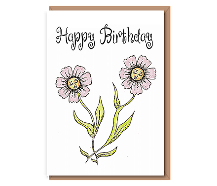 “Sleeping Daisies” 2 Flowers w/ Faces – Happy Birthday
