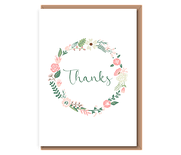 Thanks (coral and green wreath)