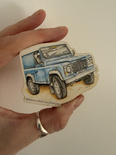 65Mm wooden magnet – blue defender side view