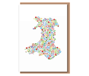 Multi–colour Floral map of Wales (A6 card)