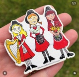 65Mm wooden magnet – 3 WELSH LADIES