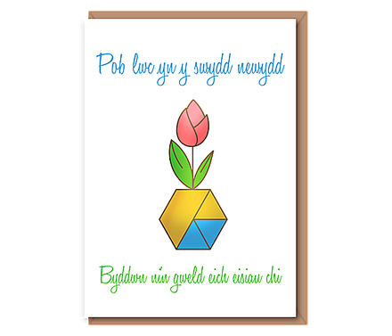 Pob lwc yn y swydd newydd