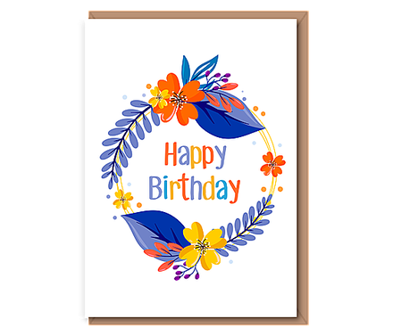 Happy Birthday (bright wreath)