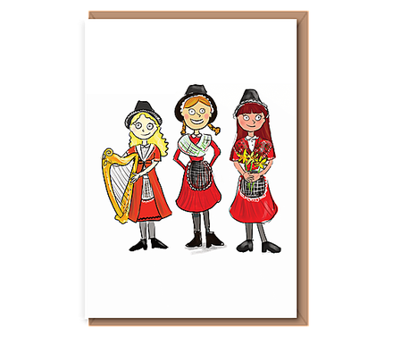 Trio of Welsh ladies (also available as a magnet)
