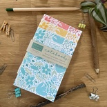 Set of 3 floral A6 notebooks (1 of each: red, yellow, aqua) “Notes”