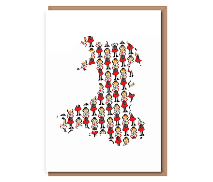 Welsh Lady Map of Wales (A6 card)