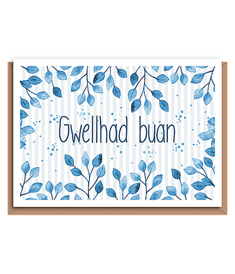Gwellhad buan (blue white border. Get Well Soon)