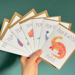 Set of 7 dinosaur cards – Pen–blwydd Hapus