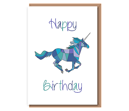 Running Blue Unicorn – Happy Birthday