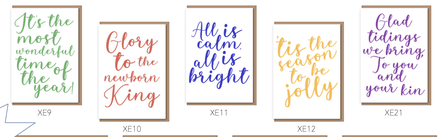 Multi–pack of 5 Christmas lyric cards (text free)