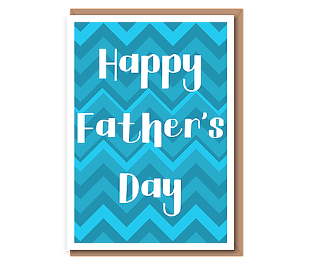 Happy Father's Day (blue chevron, white border)